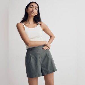 Madewell Clean Pull-On Linen/Cotton Shorts in Architect Green Size XL